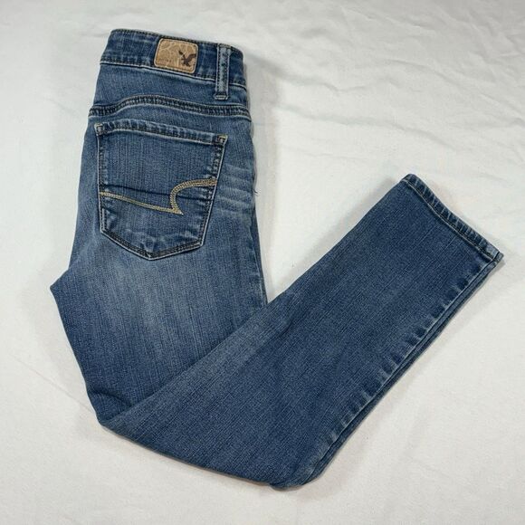 American Eagle Outfitters Other - American Eagle Size 0 Girls Jeans Hi-Rise Jegging Crop Super Stretch Blue